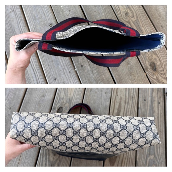 Gucci Vintage Sherry Line Supreme GG Tote Marmont Navy - Picture 9 of 16